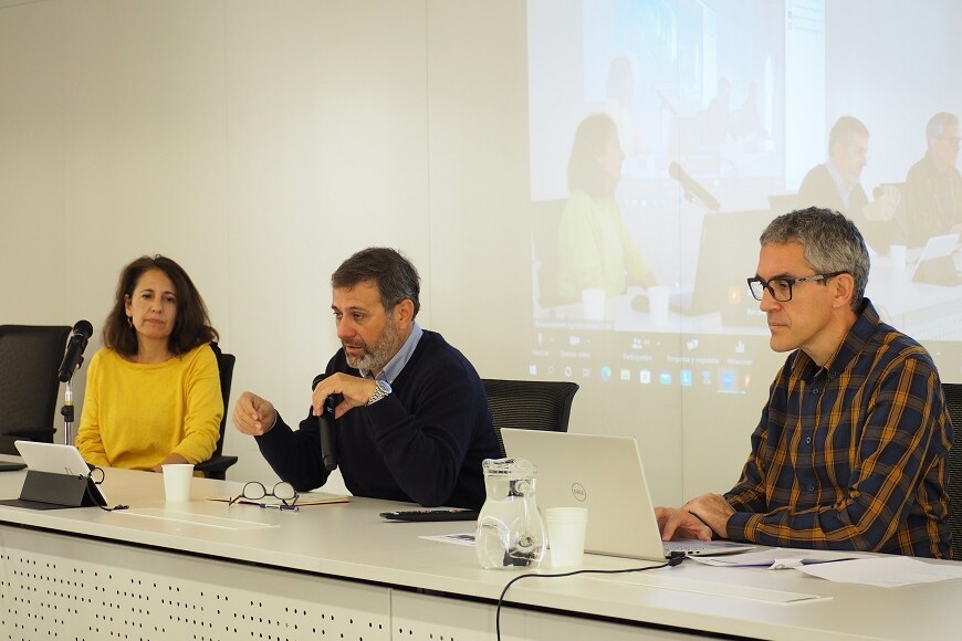 Laura Dalmau (DACC) i Xavier Pié i Josep Lluís Bosque (FCAC) a la jornada sobre PAC i desenvolupament rural